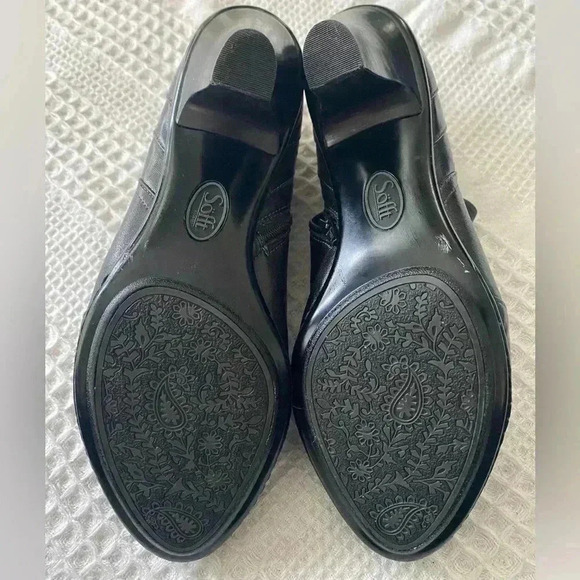 Sofft Black Leather Ankle Booties Heeled Size 9W Women’s Boots Almond Toe 90s - Picture 6 of 10